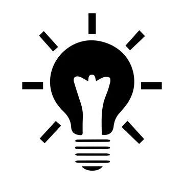 Simple Black Line Drawing of an Idea Light Bulb Stock Illustration