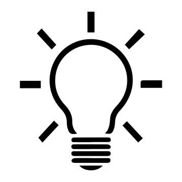 Simple Black Line Drawing of an Idea Light Bulb Stock Illustration