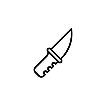 Simple black line drawing of a knife icon tool weapon sharp implement objec.. Stock Illustration