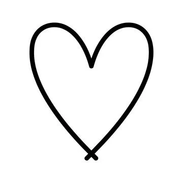 Simple black line heart shape hand drawn style outline, isolated on a white.. Stock Illustration