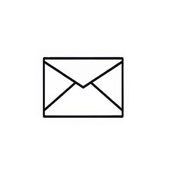 Simple Black Line Mail Envelope Icon Representing Digital Stock Illustration