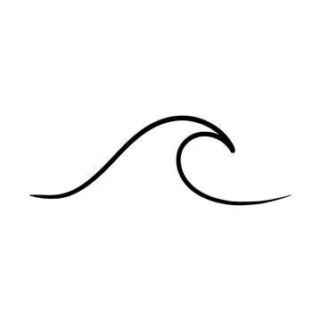 Simple black line ocean wave symbol, fluid hand drawn curve, for water, sea.. Stock Illustration
