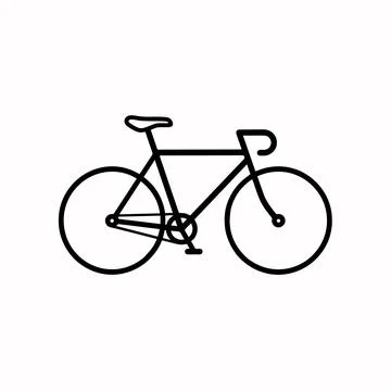 Simple black line of a road bicycle with drop handlebars and wheels isolate.. Stock Illustration