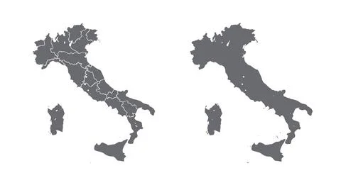 Simple Black Map Of Italy Isolated On White Background. Vector Stock Illustration