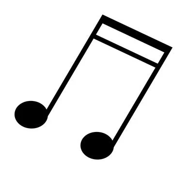Simple Black Musical Note Symbol Representing Nine Sixteenths Note on White.. Stock Illustration