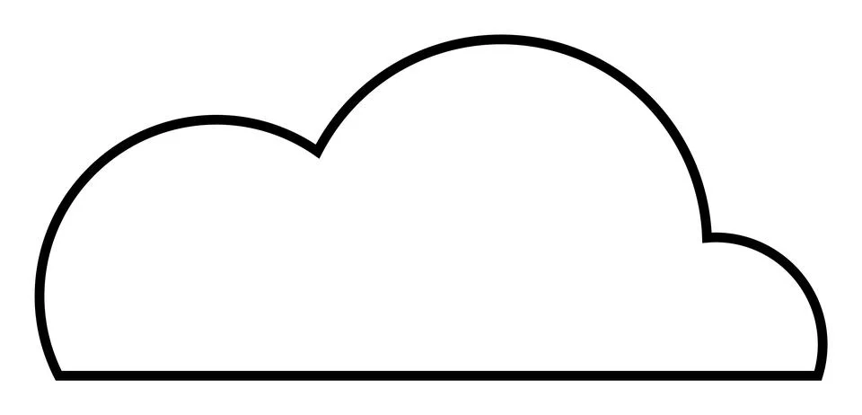 Simple Black Outline of a Cloud Shape on White Background, Perfect for Grap.. Stock Illustration