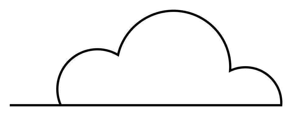 Simple Black Outline Cloud Shape with Flat Bottom on White Background Stock Illustration