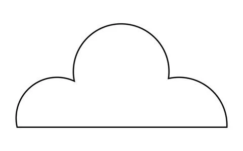 Simple Black Outline Cloud Shape on White Background for Multiple Uses 스톡 일러스트