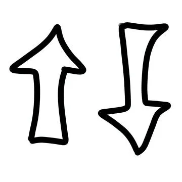 Simple Black Outline Directional Arrows, Cute Bold Sketch Symbols Stock Illustration