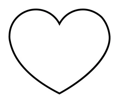Simple Black Outline of a Heart Shape on a White Background 스톡 일러스트