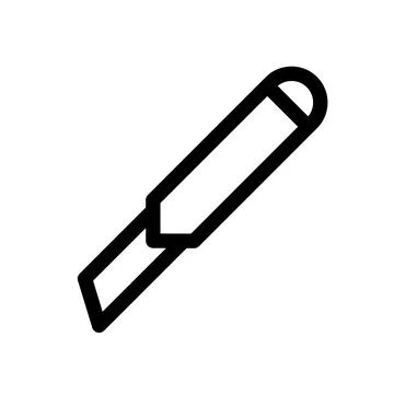A simple black outline icon of a utility knife for DIY and craft projects. 스톡 일러스트