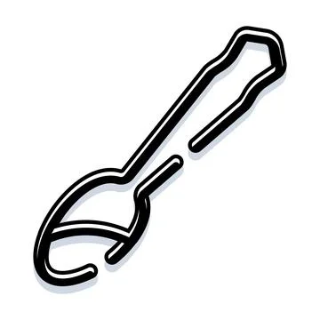 Simple black outline illustration of a kitchen spoon イラスト素材