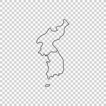 Simple Black Outline Map of Divided Korean Peninsula with Jeju Island Иллюстрация
