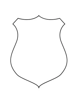A simple black outline of a shield shape on a white background. Stock Illustration