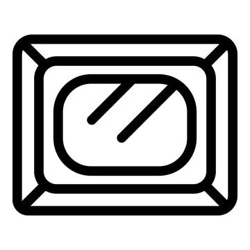 Simple black outline vector icon representing a microwave oven, ideal for int Stock Illustration