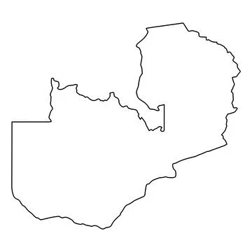 Simple black outline vector map of Zambia, geographic boundary illustration Stock Illustration