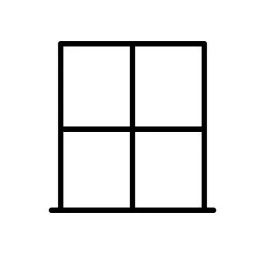 Simple Black Outline of Window with Four Panes for Minimalist Design Stock Illustration