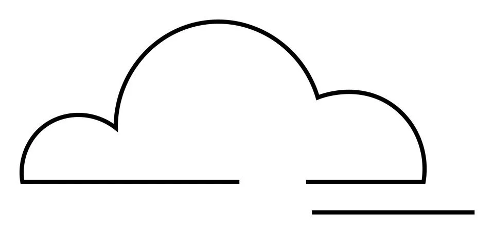 Simple black outlined cloud with straight lines underneath. Ideal for weather Stock Illustration