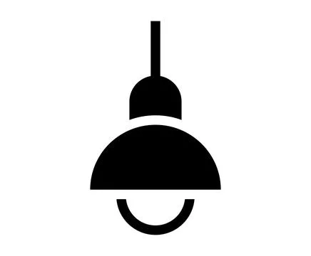 Simple Black Pendant Light Icon on a White Background for Modern Decor Stock Illustration