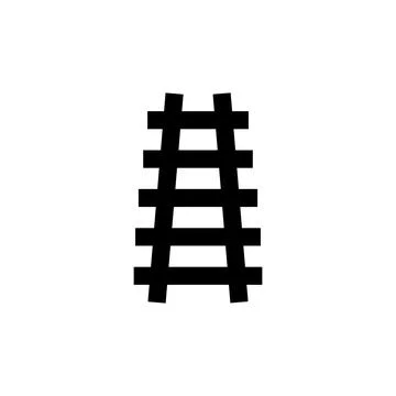 A simple black railway track icon isolated on a white background. Stock Illustration