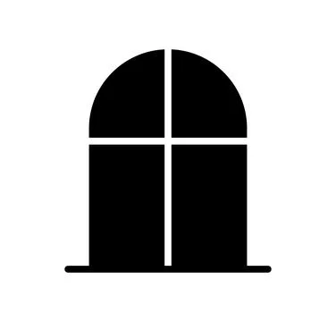 Simple Black Silhouette of an Arched Window for Design and Illustration Use Stock Illustration