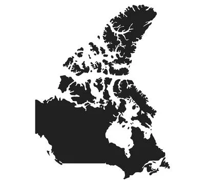 Simple Black Silhouette of Canada map Stock Illustration