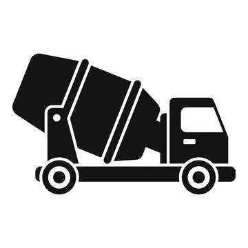 Simple black silhouette of a construction cement mixer truck isolated on white Ilustración de archivo
