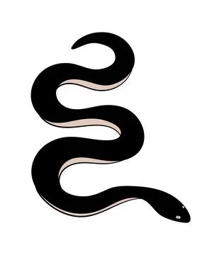 Simple black silhouette of a crawling snake. Boho tattoo, mystical icon for a Stock Illustration