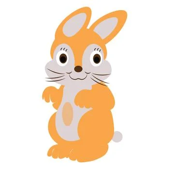 A simple black silhouette depicts a rabbit standing in profile against a whit Stock Illustration
