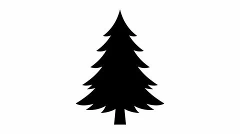 Simple Black Silhouette of a Pine Tree Stock Illustration