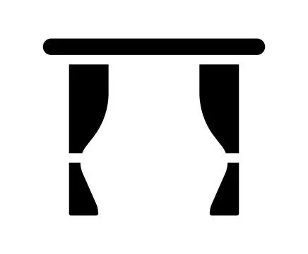 Simple Black Silhouette of Table with Draped Curtains on Both Sides Stock Illustration