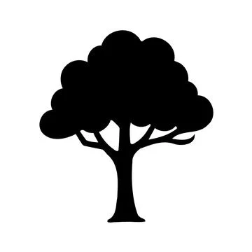 Simple Black Silhouette of a Tree 스톡 일러스트