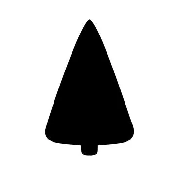 Simple black silhouette of vector christmas tree icon, ideal for festive desi Stock Illustration