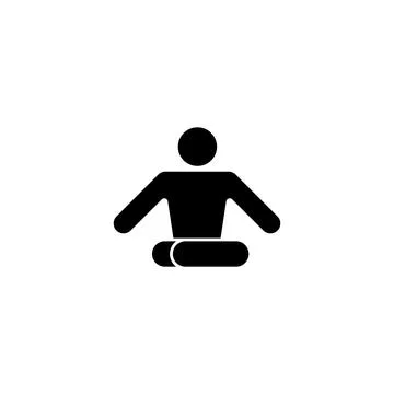 Simple black silhouette vector icon of a person in a cross legged meditatio.. 스톡 일러스트