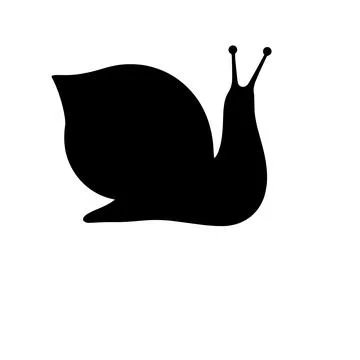 Simple Black Snail Silhouette On White Background Stock Illustration