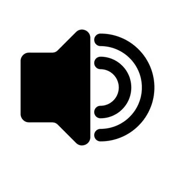 Simple black speaker icon with a curved sound wave emanating from it. Repre.. Stock Illustration