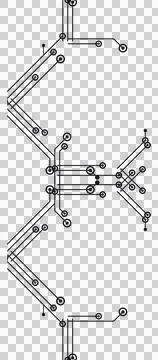 Simple black splitting circuit network transparent PNG Stock Photos