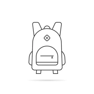 Simple black thin line backpack icon Stock Illustration