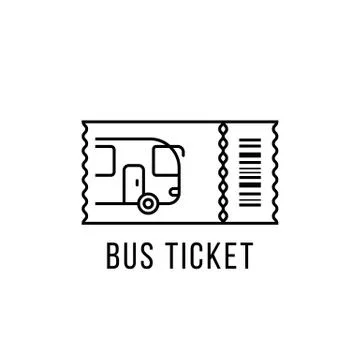 Simple black thin line bus ticket logo Stock Illustration