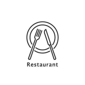Simple black thin line restaurant logo Stock Illustration