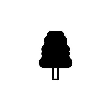 Simple black tree icon on white background for graphic design and decoratio.. Illustrazione stock