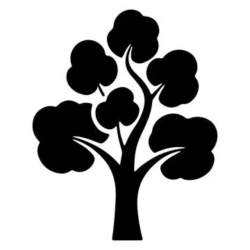 Simple black tree illustration on white background for designers use Stock Illustration