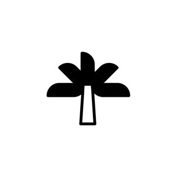 Simple black tropical palm tree icon silhouette against white creates a ser.. Illustrazione stock
