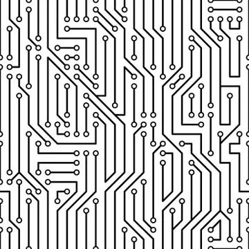 Simple black vector abstract circuit board pattern Illustrazione stock
