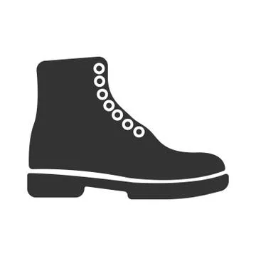 Simple black vector boots icon. Concept tourism, store, shop. Hiking boot icon Stock Illustration