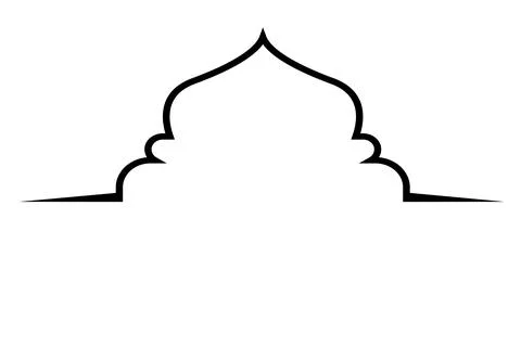 Simple Black Vector Border Line Mosque Dome Stock Illustration