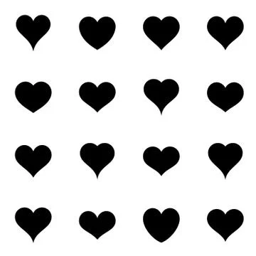 Simple black vector heart icons Stock-Illustration