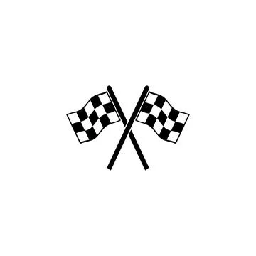 Simple black vector icon of crossed checkered flags, representing racing an.. Stock Illustration