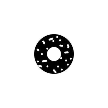 Simple black vector icon of a donut with sprinkles, representing sweet trea.. Stock Illustration