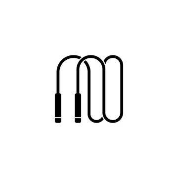 Simple black vector icon of a jump rope, representing exercise and cardio w.. Stock Illustration